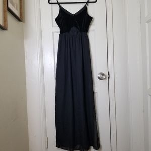 LA HEARTS black velvet sheer overlay maxi dress
